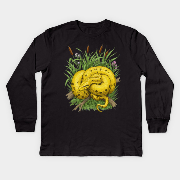 Yellow Anaconda Kids Long Sleeve T-Shirt by BirdsnStuff