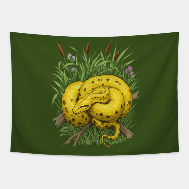 Yellow Anaconda Tapestry by BirdsnStuff