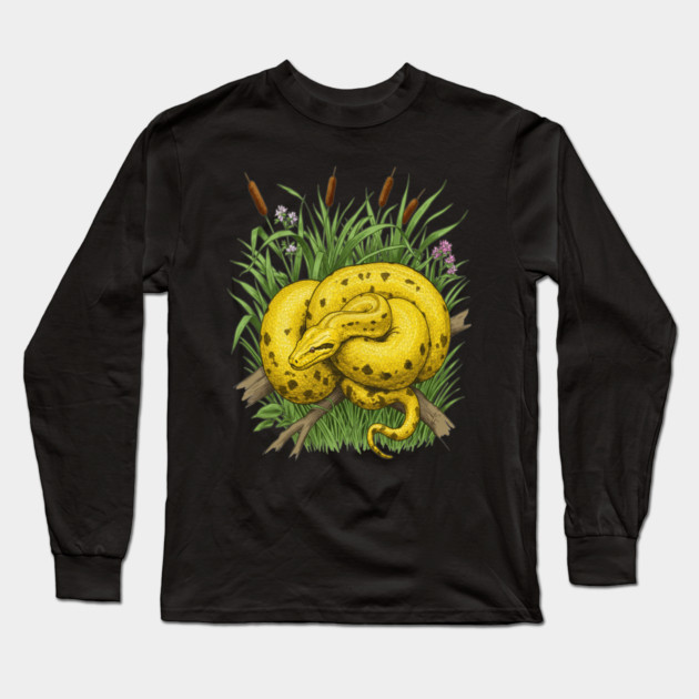 Yellow Anaconda Long Sleeve T-Shirt by BirdsnStuff
