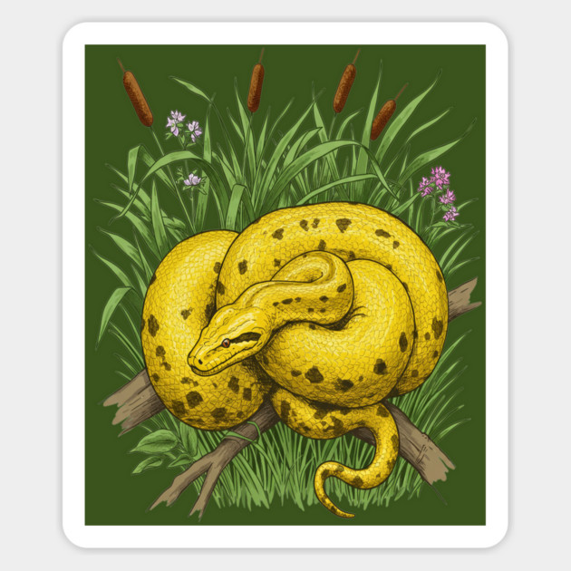 Yellow Anaconda Magnet by BirdsnStuff