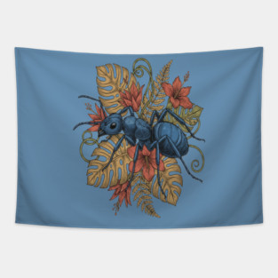 Blue Ant Tropical Illustration Tapestry