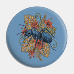 Blue Ant Tropical Illustration Pin