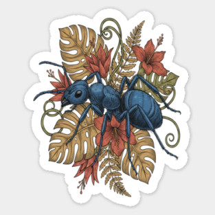 Blue Ant Tropical Illustration Sticker