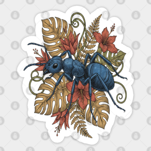 Blue Ant Tropical Illustration Sticker by BirdsnStuff