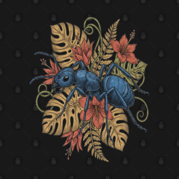 Blue Ant Tropical Illustration by BirdsnStuff