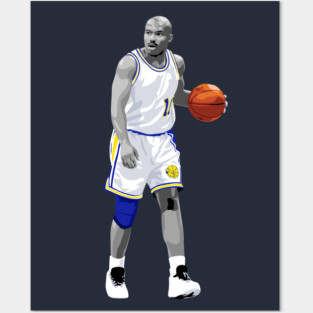 Tim Hardaway Vector Dribble White Silver Qiangy Posters and Art