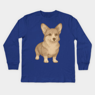 Cute Vintage Style Corgi Art Kids Long Sleeve T-Shirt