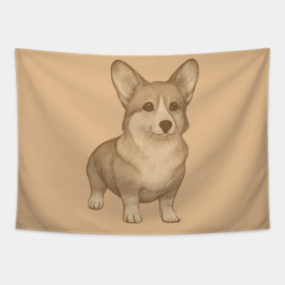 Cute Vintage Style Corgi Art Tapestry