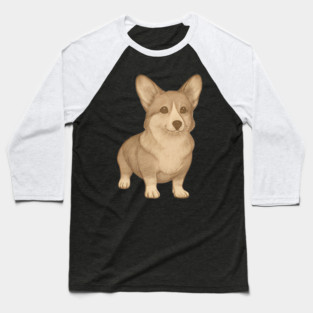 Cute Vintage Style Corgi Art Baseball T-Shirt