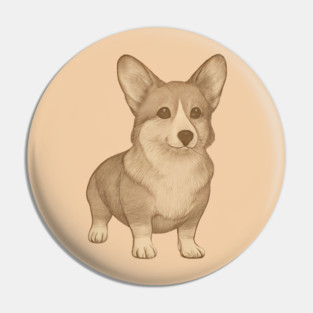 Cute Vintage Style Corgi Art Pin