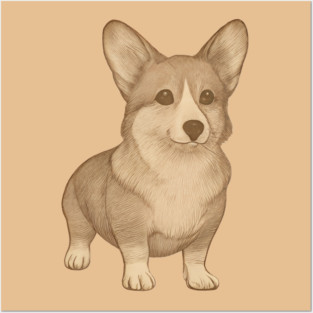 Cute Vintage Style Corgi Art Posters and Art