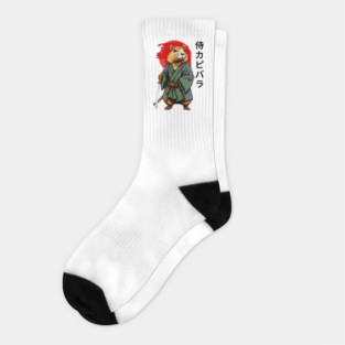 Samurai Capybara Ronin, Vintage Japanese Warrior Zen Animal Gift Socks