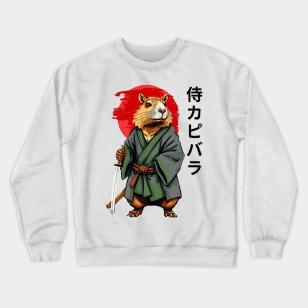 Samurai Capybara Ronin, Vintage Japanese Warrior Zen Animal Gift Crewneck Sweatshirt by Pixel Threads 