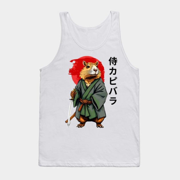 Samurai Capybara Ronin, Vintage Japanese Warrior Zen Animal Gift Tank Top by Pixel Threads 