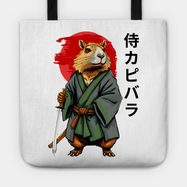 Samurai Capybara Ronin, Vintage Japanese Warrior Zen Animal Gift Tote by Pixel Threads 