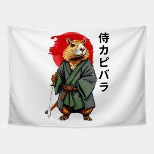 Samurai Capybara Ronin, Vintage Japanese Warrior Zen Animal Gift Tapestry