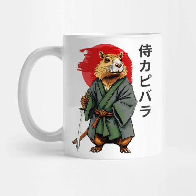 Samurai Capybara Ronin, Vintage Japanese Warrior Zen Animal Gift by Pixel Threads 