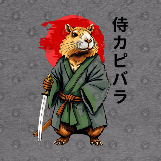 Samurai Capybara Ronin, Vintage Japanese Warrior Zen Animal Gift by Pixel Threads 