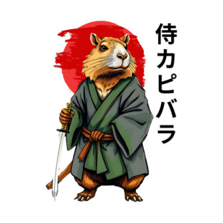 Samurai Capybara Ronin, Vintage Japanese Warrior Zen Animal Gift T-Shirt