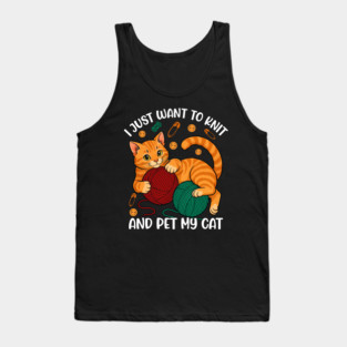 Cute Knitting and Cat Lover Tank Top
