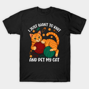 Cute Knitting and Cat Lover T-Shirt