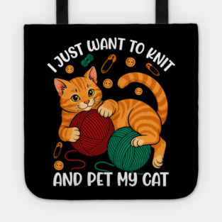 Cute Knitting and Cat Lover Tote