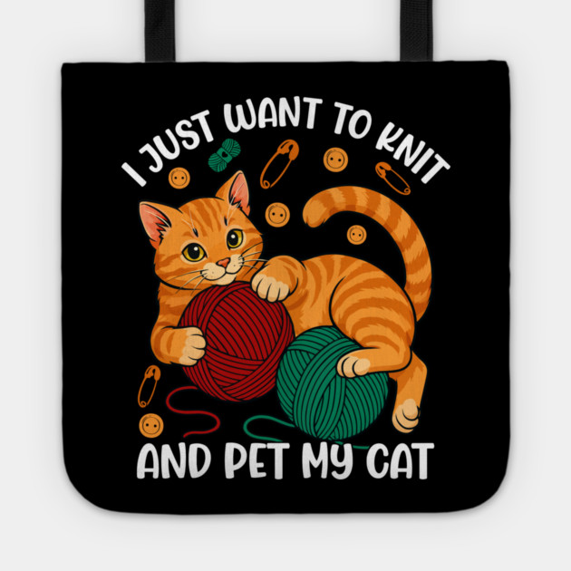 Cute Knitting and Cat Lover Tote by Fontias