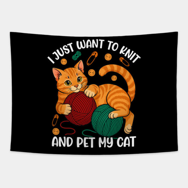 Cute Knitting and Cat Lover Tapestry by Fontias
