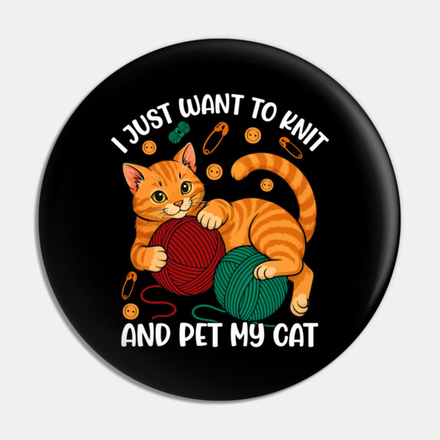 Cute Knitting and Cat Lover Pin by Fontias