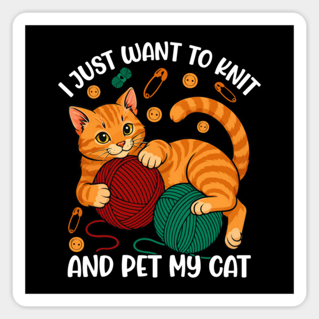 Cute Knitting and Cat Lover Magnet by Fontias