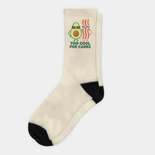 Too Cool For Carbs - Funny Avocado Bacon Keto Duo Socks