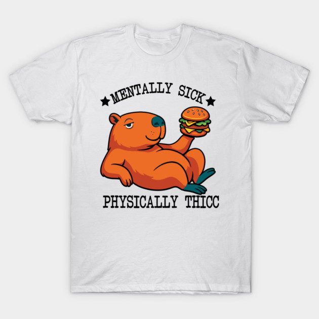 Funny Capybara Thicc Meme T-Shirt by Fontias
