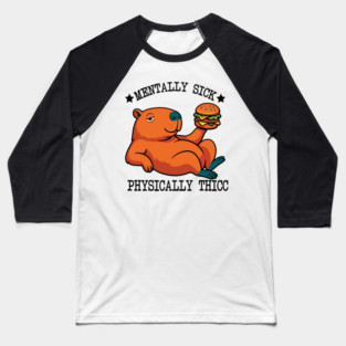 Funny Capybara Thicc Meme Baseball T-Shirt