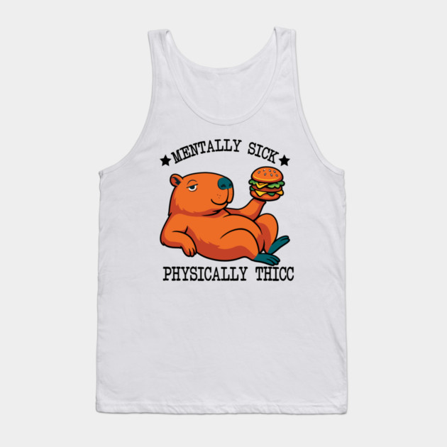 Funny Capybara Thicc Meme Tank Top by Fontias