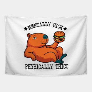 Funny Capybara Thicc Meme Tapestry