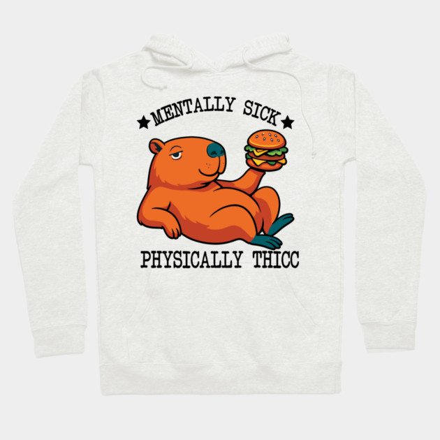 Funny Capybara Thicc Meme Hoodie by Fontias