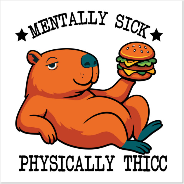 Funny Capybara Thicc Meme Wall Art by Fontias