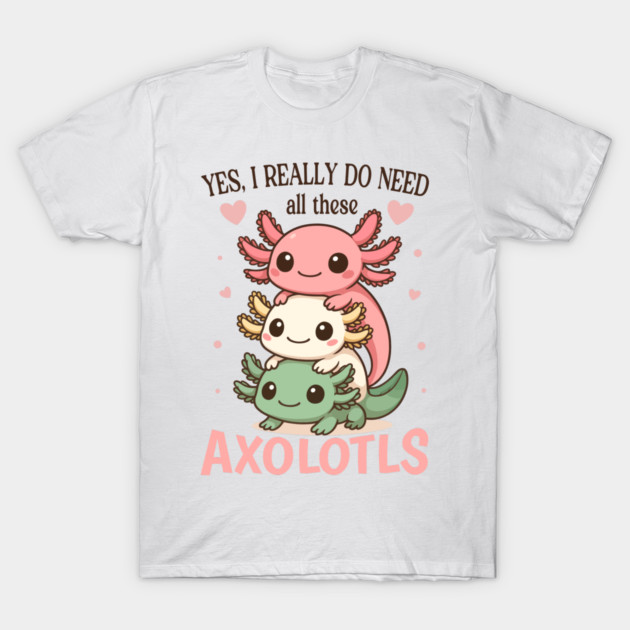 Cute Colorful Pet Lover Axolotl T-Shirt by Fontias