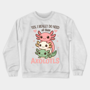 Cute Colorful Pet Lover Axolotl Crewneck Sweatshirt