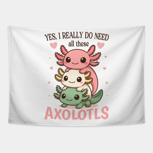 Cute Colorful Pet Lover Axolotl Tapestry by Fontias