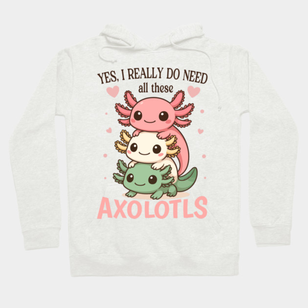 Cute Colorful Pet Lover Axolotl Hoodie by Fontias