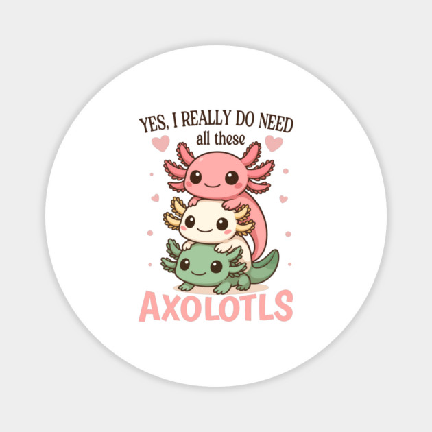 Cute Colorful Pet Lover Axolotl Magnet by Fontias