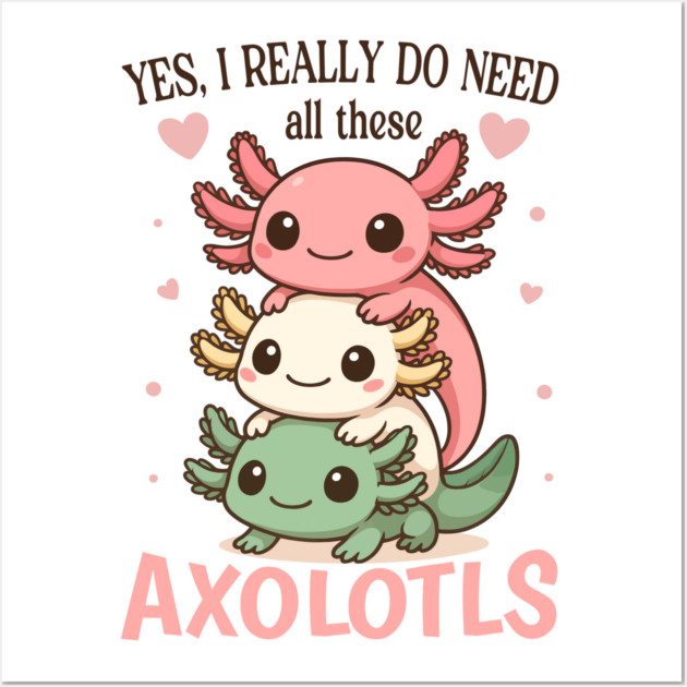 Cute Colorful Pet Lover Axolotl Wall Art by Fontias