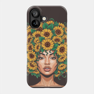 Sunflower Afro Queen Phone Case
