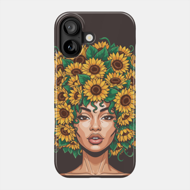 Sunflower Afro Queen Phone Case by enrynz