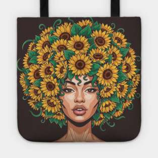 Sunflower Afro Queen Tote