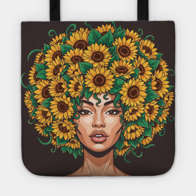 Sunflower Afro Queen Tote by enrynz