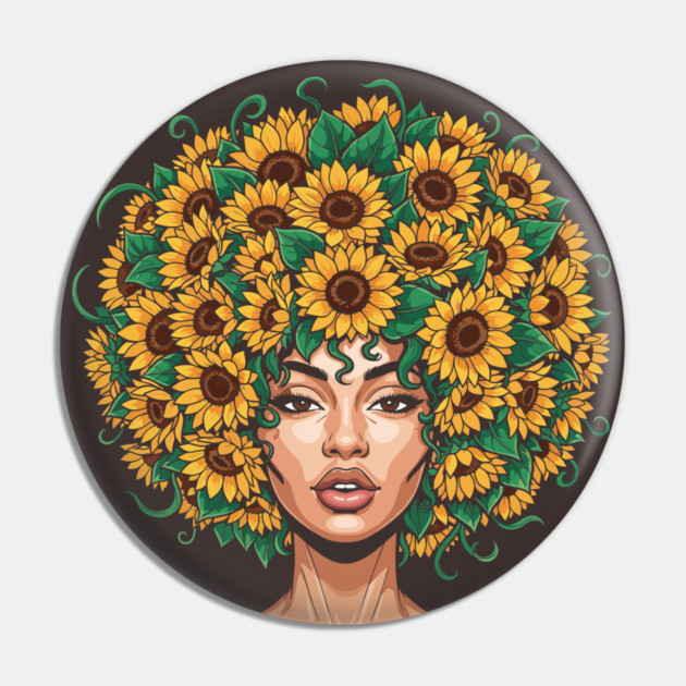 Sunflower Afro Queen Pin by enrynz