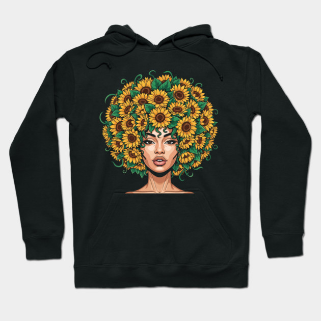 Sunflower Afro Queen Hoodie by enrynz