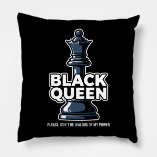Sassy Black Queen Chess Pillow